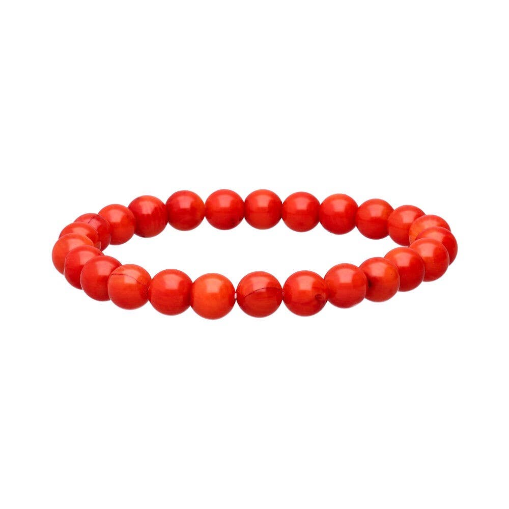 8mm dyed coral ball bracelet