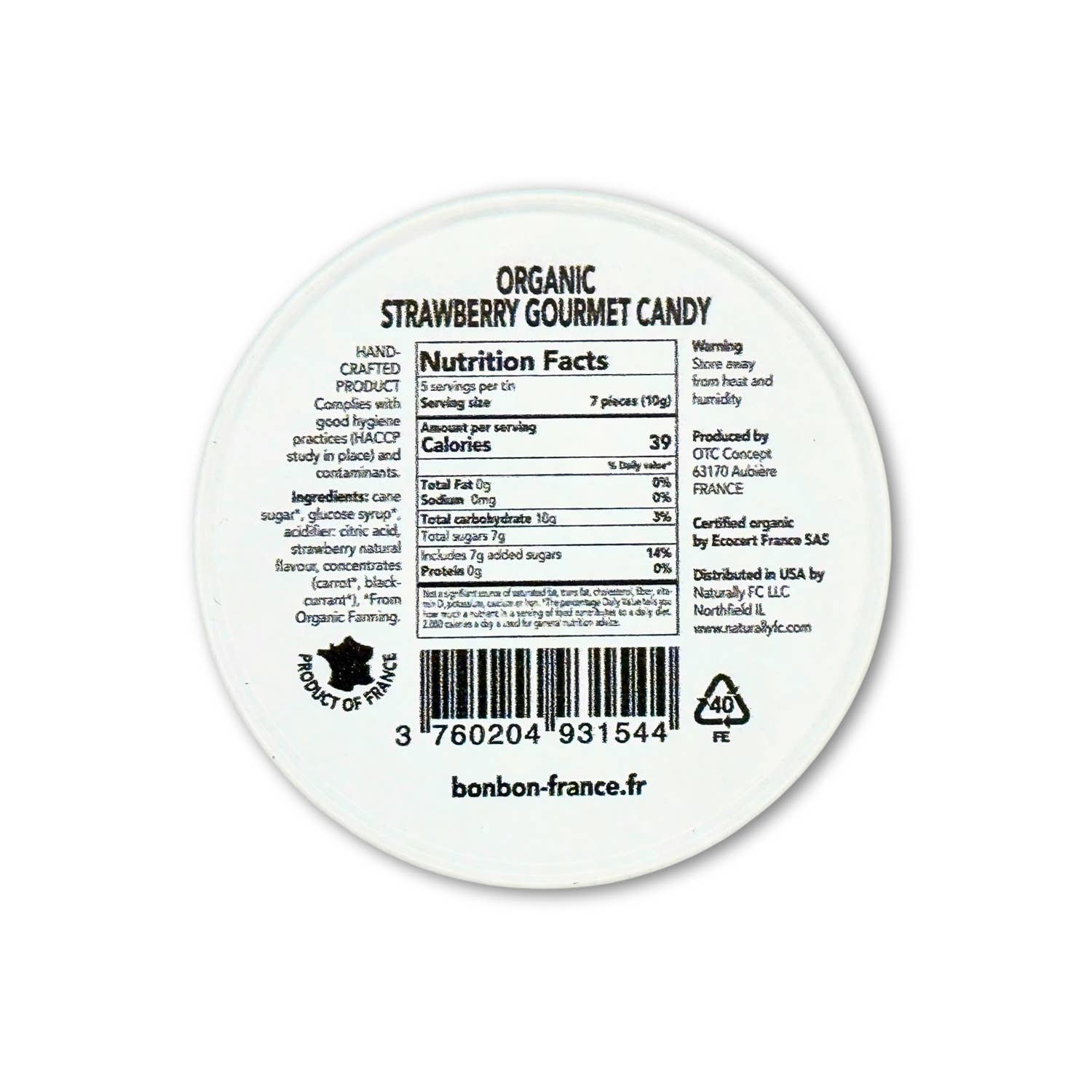 Bonbon-france Saint-ange Morango Biológico