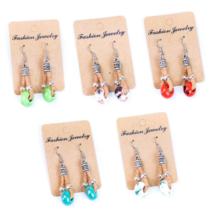 Cork and ceramic beads handmade earring ER-151-MIX-5