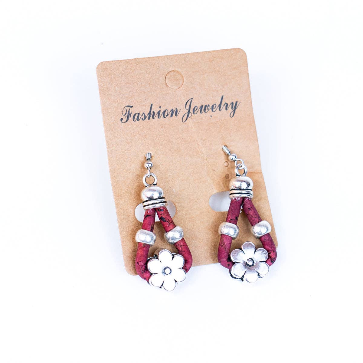 Cork and flower accessories handmade earring ER-170-MIX-5