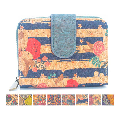 Natural Cork Printed Women's Short Card Wallet BAG-2238