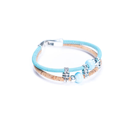 Colorful cork thread and ceramic beads handmade women's bracelet BR-425-MIX-5