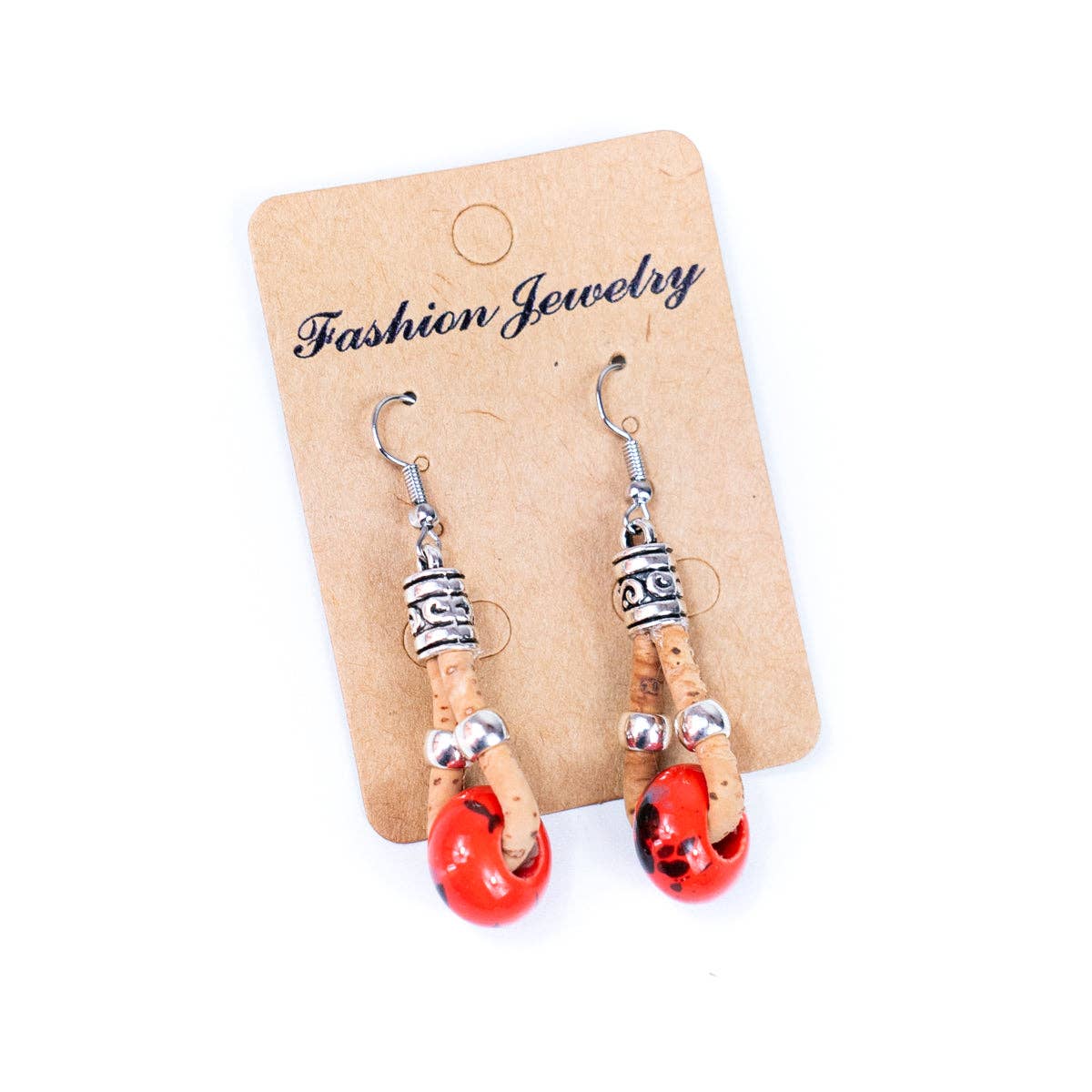 Cork and ceramic beads handmade earring ER-151-MIX-5