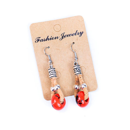 Cork and ceramic beads handmade earring ER-151-MIX-5