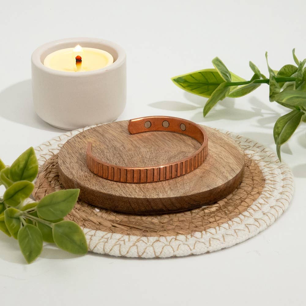 Especialista em Ayurveda bv Pulseira de Saúde em Cobre com 6 Ímanes (e)