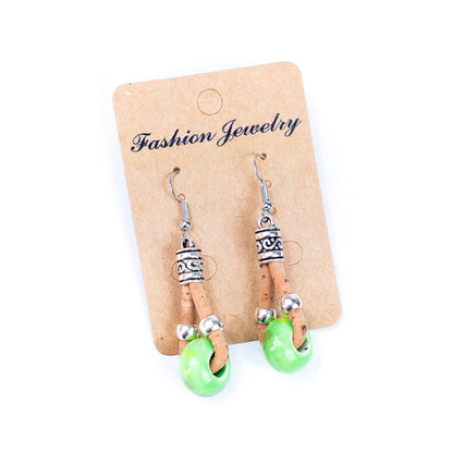Cork and ceramic beads handmade earring ER-151-MIX-5