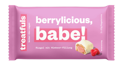 White chocolate raspberry bar with filling organic + vegan