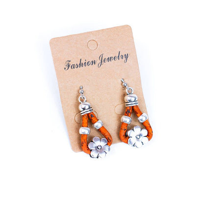 Cork and flower accessories handmade earring ER-170-MIX-5