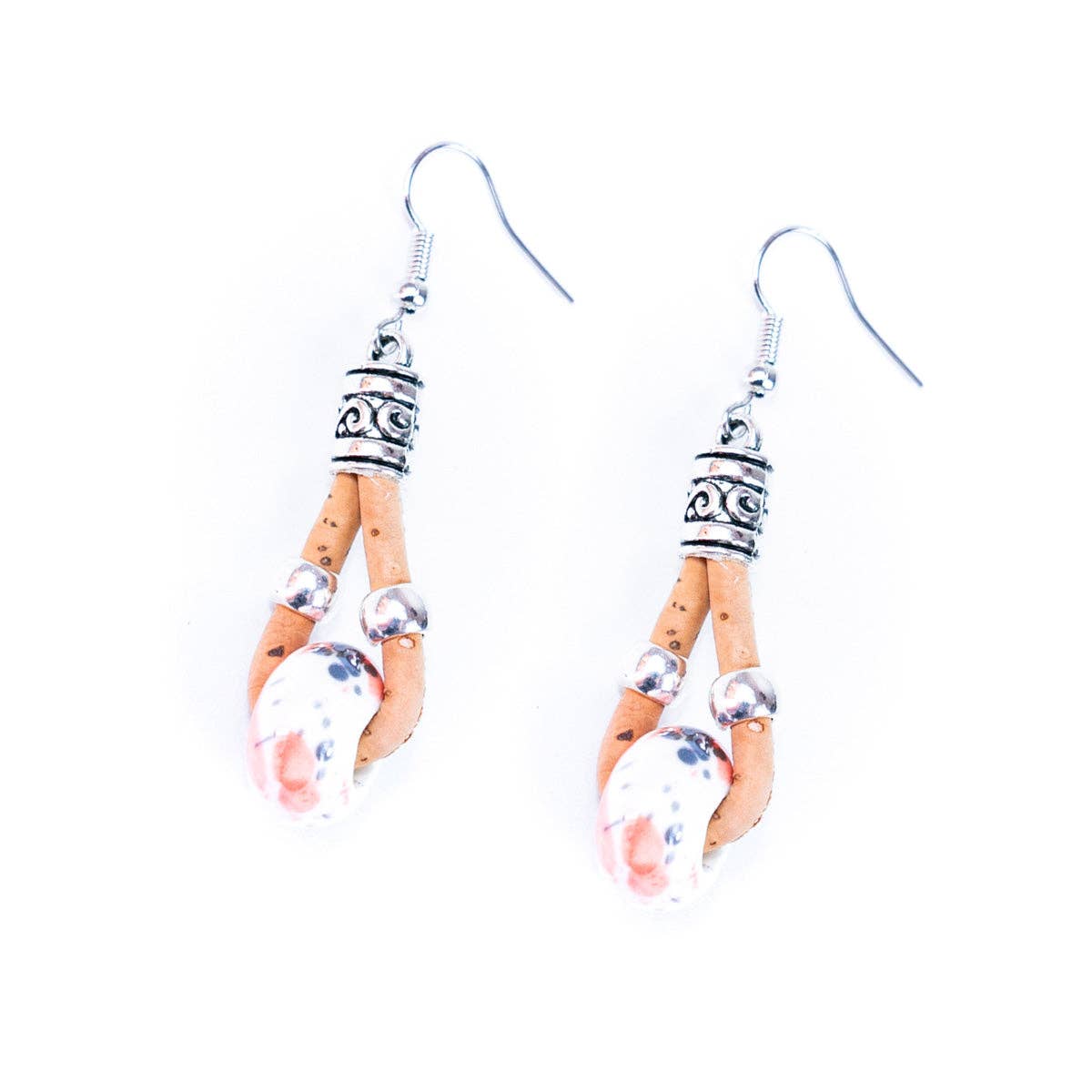 Cork and ceramic beads handmade earring ER-151-MIX-5