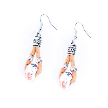 Cork and ceramic beads handmade earring ER-151-MIX-5