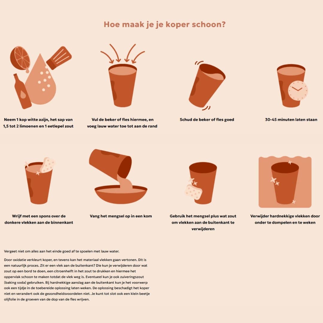 Ayurveda specialist b.v. Pure Copper Water Bottle With Floral Print ± 750 Ml/290 G.