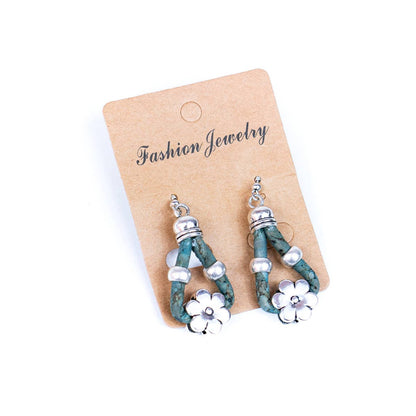 Cork and flower accessories handmade earring ER-170-MIX-5