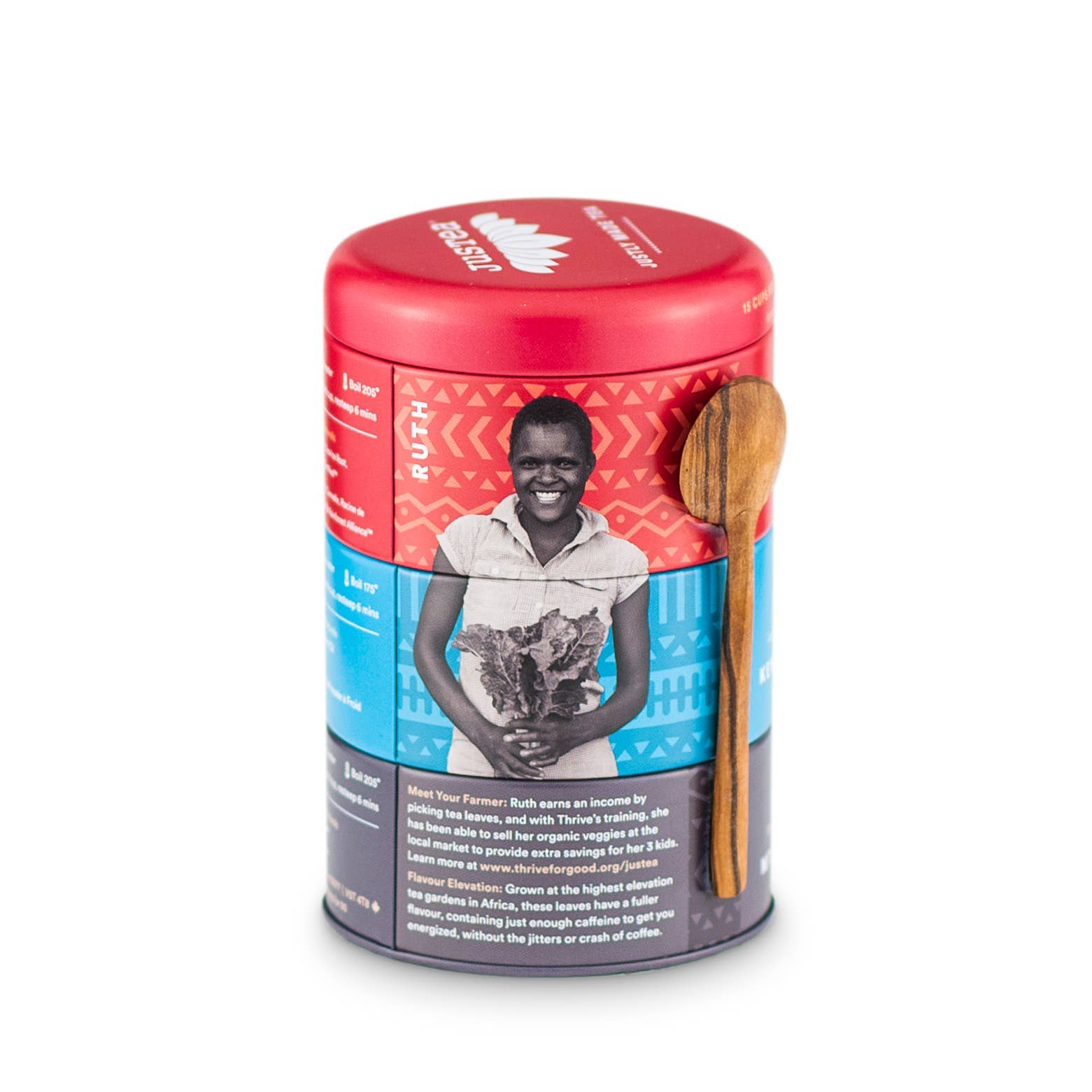 Serviço de chá preto com três peças em lata e colher - Chá biológico e de comércio justo para oferta.