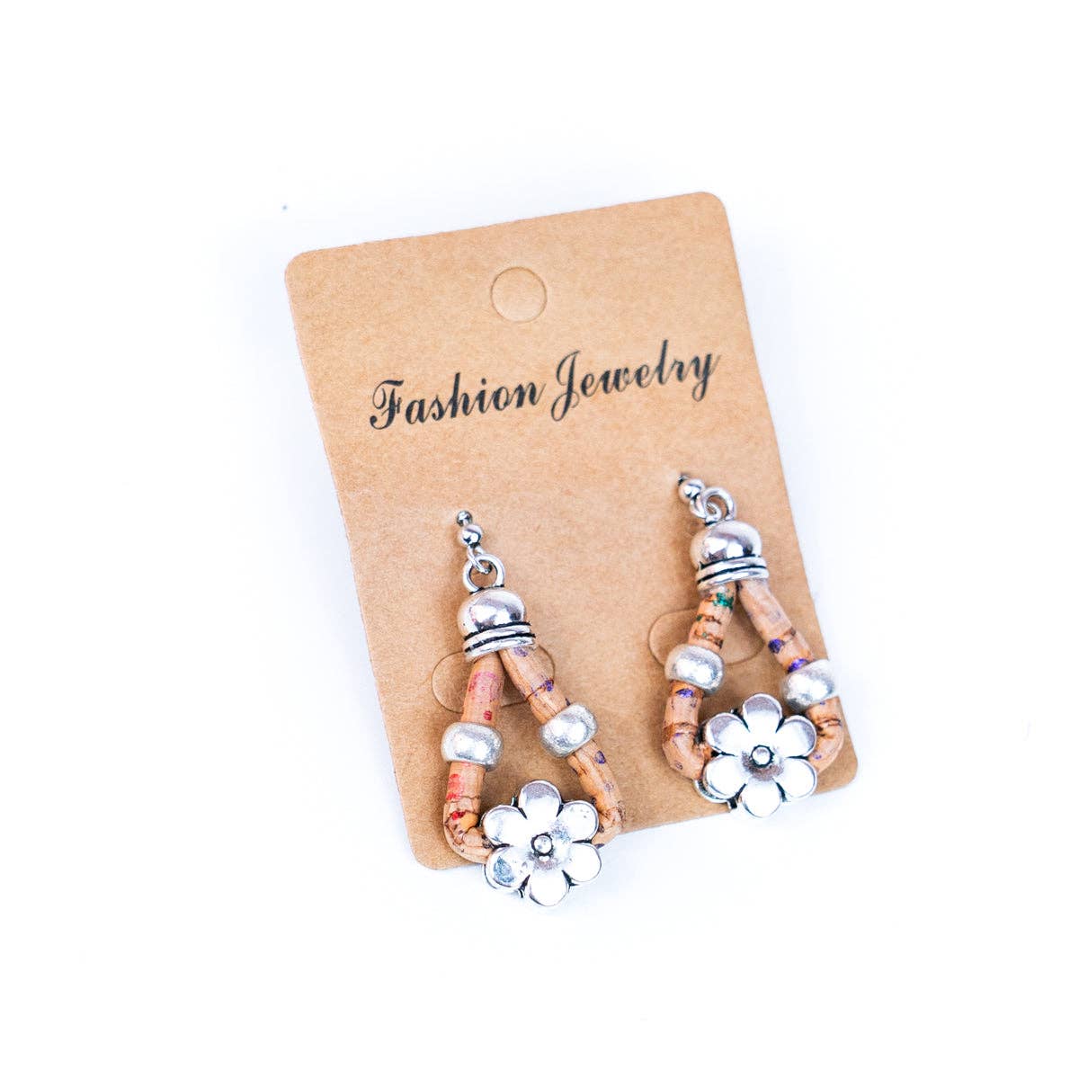 Cork and flower accessories handmade earring ER-170-MIX-5