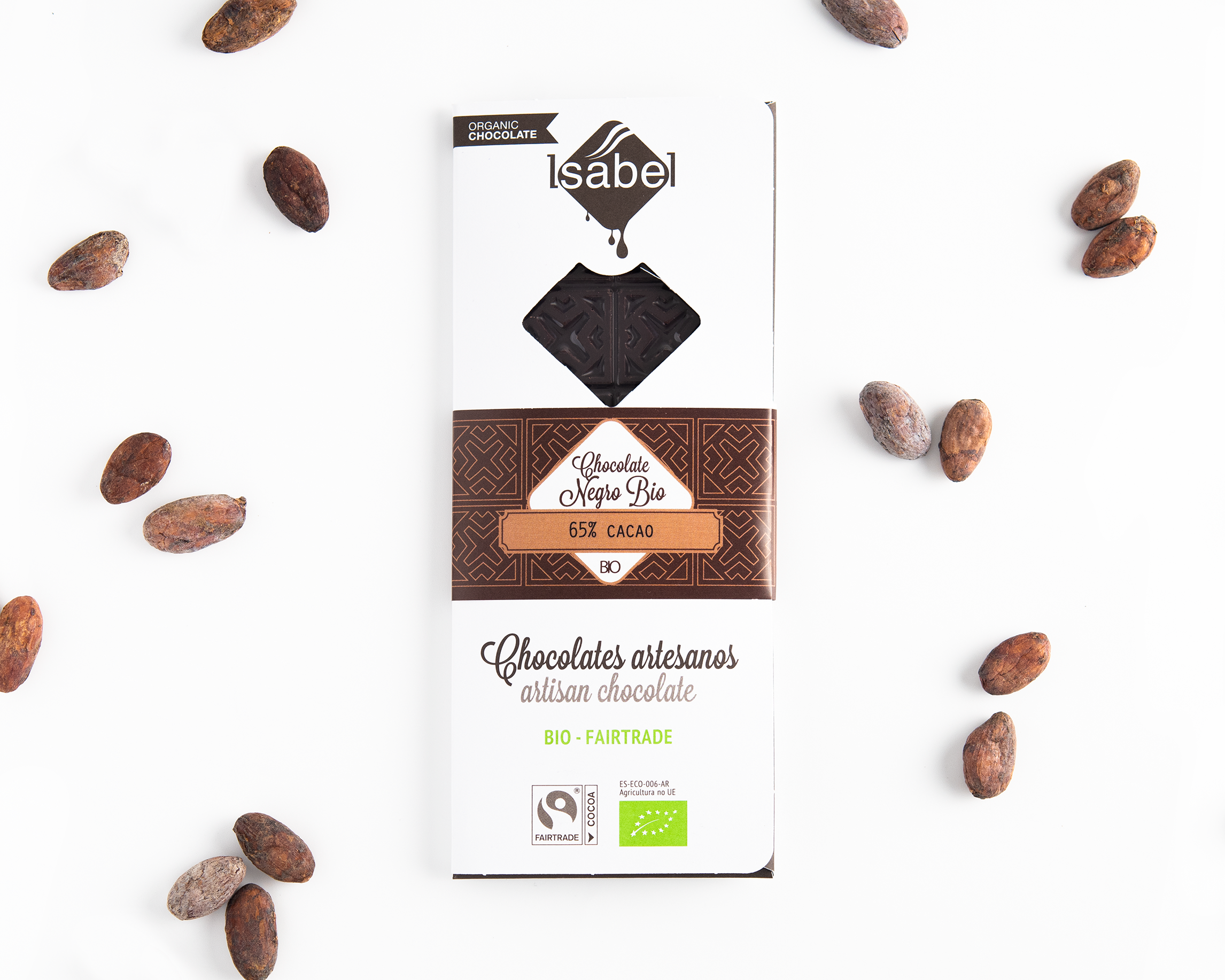 Tablete de chocolate negro BIO 65% cacau - 10 unidades