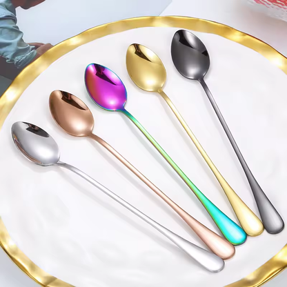 Long Spoon - 2 shapes - 4 colors - Coffee, Tea, Ice cream