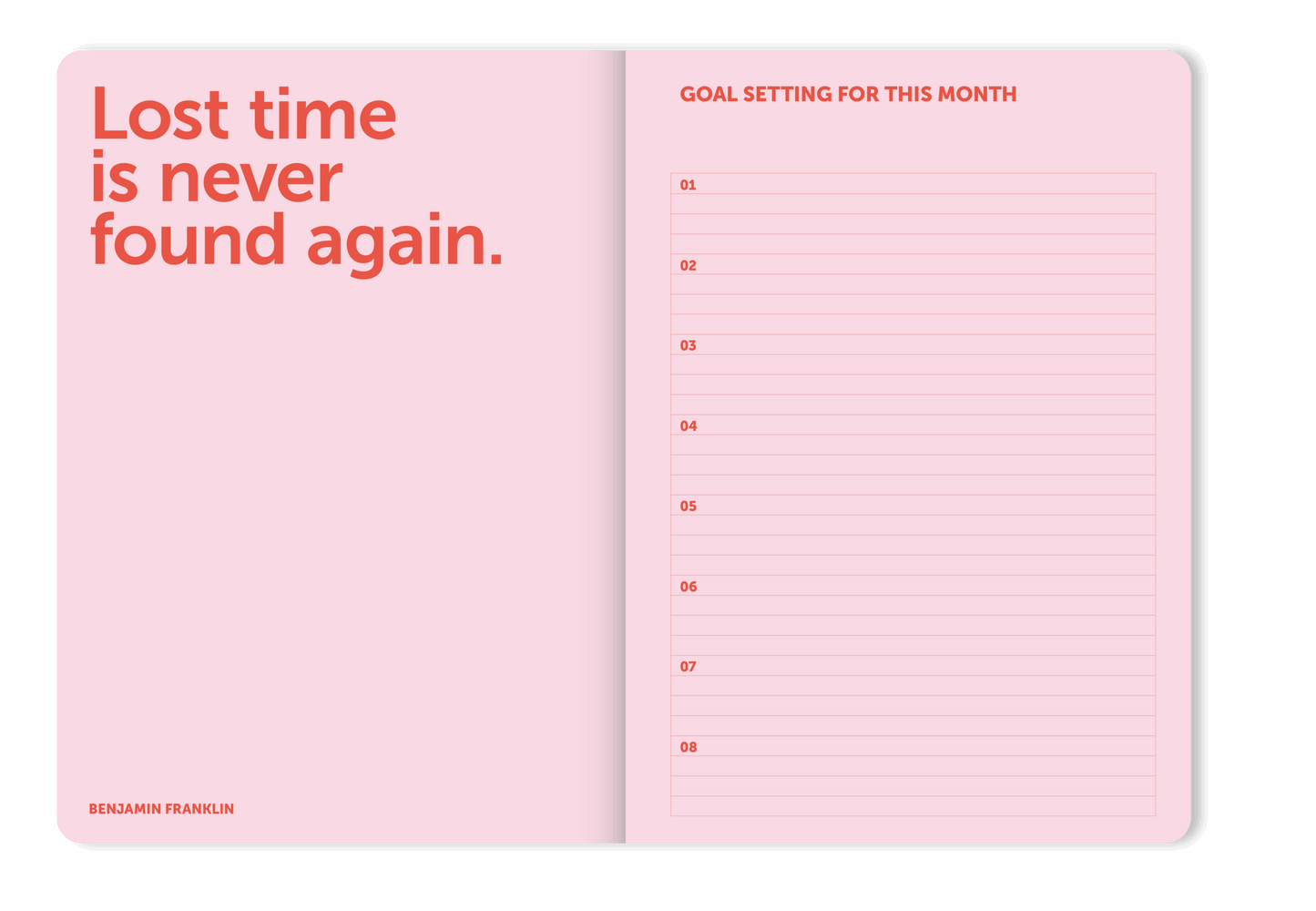 A-Journal Spiral Organiser 2026 - Pink Red
