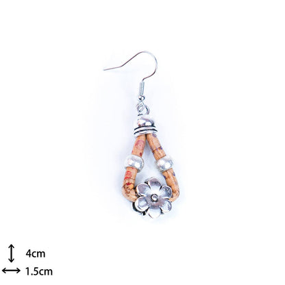 Cork and flower accessories handmade earring ER-170-MIX-5