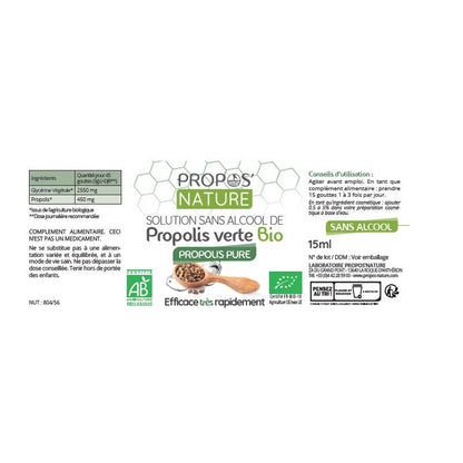 Organic Green Propolis Extract - Alcohol-Free - 15ml