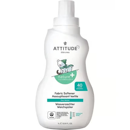 Amaciador de roupa Attitude Baby Laundry, com ingredientes à base de plantas e minerais.